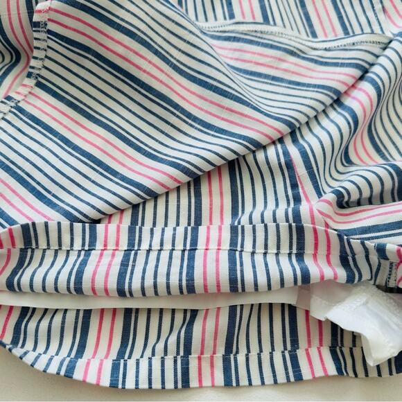 Jack by BB Dakota Romper Blue Red Ivory Striped Faux Wrap Skirted Romper Size XS - Picture 11 of 12